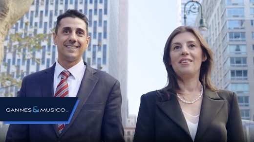 Male and female lawyers walking outside